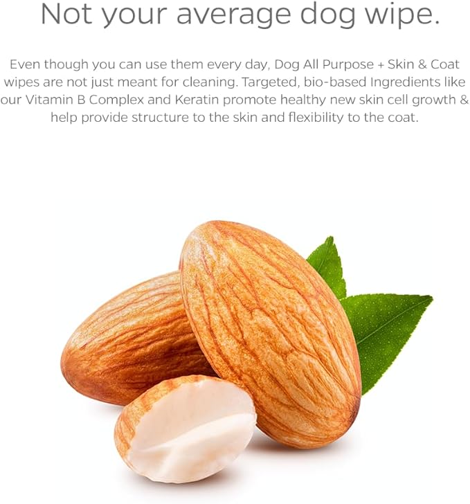 Dog All Purpose + Skin & Coat Pet WiPees™ – 100 All Natural Cleaning & Moisturizing Dog Wipes for Paws, Folds & Fur, Dog Lotion Alternative, Daily Pet Wipes for Skin & Coat Health (Calming, 100ct)