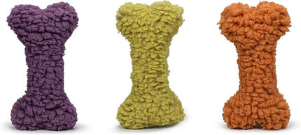 HuggleHounds Plush Bone Dog Toy - Dog Fuzzy Bone Toy, Fuzzy Soft Fleece, Durable Stuffed Dog Toy for Large Breeds, Puppies, Faux Sheepskin - 12" HuggleFleece Bones (3 Pack)