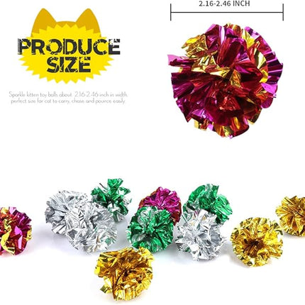 HNYYZL 25 Pack Crinkle Balls Cat Toys - Original Mylar Crinkle Balls Cat Toys（Random Color）