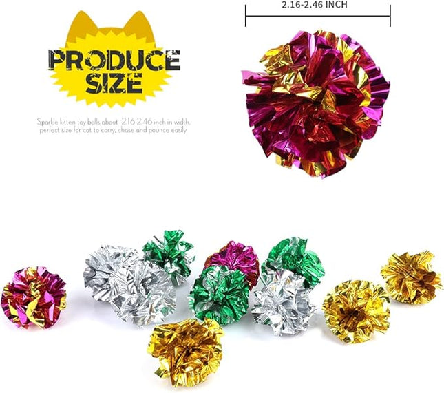 HNYYZL 25 Pack Crinkle Balls Cat Toys - Original Mylar Crinkle Balls Cat Toys（Random Color）
