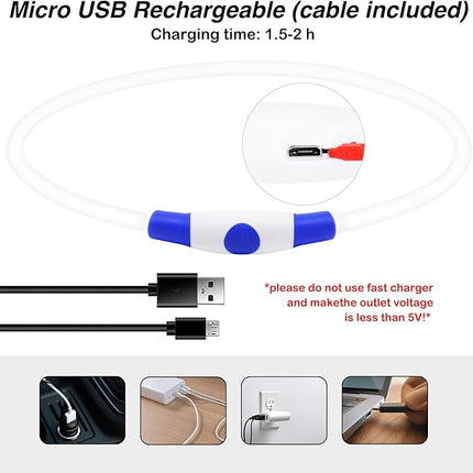 Light Up Dog Collars, USB Rechargeable Dlitk LED Dog Collar 1 Count, TPU Cuttable Size Glow Collar for Dogs, Dog Collar Light, Please Do Not Use Fast Charging (Purple)