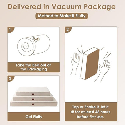 EHEYCIGA Orthopedic XXL Dog Beds for Jumbo Dogs with Removable Washable Cover for Crate, Camel, 47x29