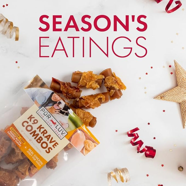 Pur Luv Dog Treats, K9 Kraves Combo Rawhide Free Bone Dog Treat, Peanut Butter and Chicken Flavor, Made with Real Peanut Butter and Chicken, 20 Count, Easily Digestible, Long-Lasting, High Protein