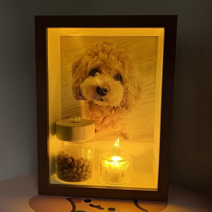Dog Memorial Gifts for Loss of Pet, Wooden Picture Frame for 7x5 Photo, Sympathy Gifts for Loss of Dog, Glass Dog Memorial Frame Pet Loss Gifts for Sympathy, Pet Bereavement Remembrance Picture Box
