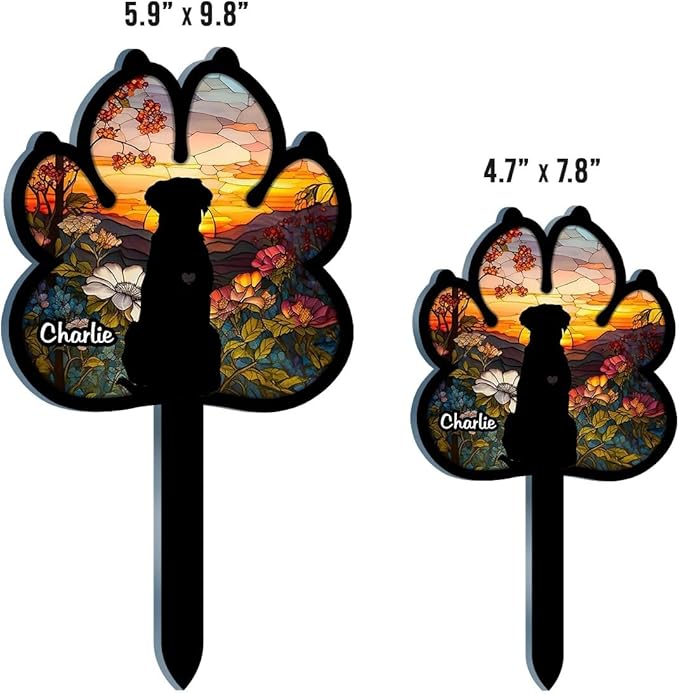 Pawfect House Custom Stain Glass Style Acrylic Garden Stake, Personalized Pet Memorial Gifts for Dogs, Love Knows No Goodbye, Loss of Pet Sympathy Gift Dog, Pets Loss Gifts, in Memory of Dog