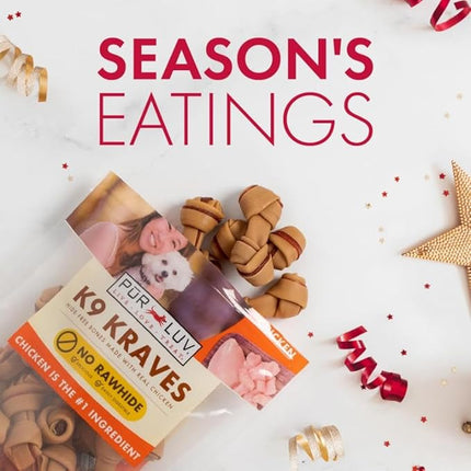 Pur Luv K9 Kraves Rawhide Free Bone Dog Treats, Peanut Butter Flavor, Made with Real Peanut Butter and Chicken, Healthy,Easily Digestible,Long Lasting, and High Protein Dog Treat, 20 Count (Pack of 2)