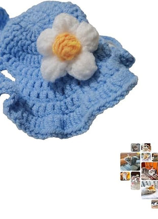 Cat Part Hat with Ear Holes and Adjustable tie, Soft Polyester, Washable| Cute Flower Party Hat for Cats,BlueM,4–16 lbs, Holiday & Photo Outfit