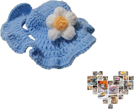 Cat Part Hat with Ear Holes and Adjustable tie, Soft Polyester, Washable| Cute Flower Party Hat for Cats,BlueM,4–16 lbs, Holiday & Photo Outfit
