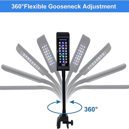 VARMHUS Fish Tank Clip on Light,Aquarium lED Light,Fish Tank RGB Clamp Plant Light with Timer Dimmer (4.8W)