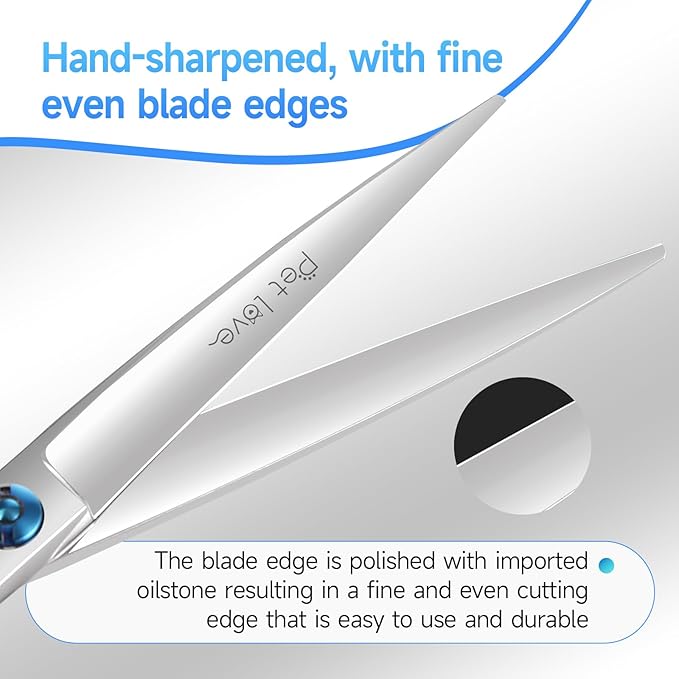 Straight Dog Grooming Scissors 7.5 in Professional Dog Hair Scissor Trimming Dogs Pet Cat Shears Japan 440C Symmetric Handle Easy for Cutting Body Leg Hairs(7.5)
