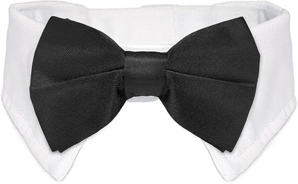 Dog Bowtie, KOOLMOX Tux Dog Collar for Weddings with Handcrafted Adjustable White Collar and Black Tie, Classic Neck Tie for Small to Medium Dogs Cats Puppies Valentine's Costumes