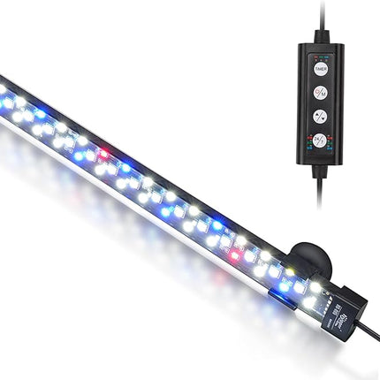 hygger 24/7 Mode Submersible Aquarium LED Light, Full Spectrum Hidden Fish Tank Light with 3 Rows Beads 7 Colors Auto On Off Sunrise-Daylight-Moonlight, Adjustable Timer Brightness 12W