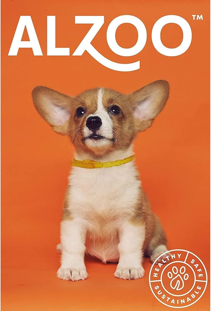 ALZOO Natural Flea & Tick Dog Collar - Helps Repel Fleas, Ticks & Mosquitoes - 100% Plant-Based Active Ingredients - Waterproof - Up to 4 Months Protection - Large-Sized Dogs: 40+ lbs - Single