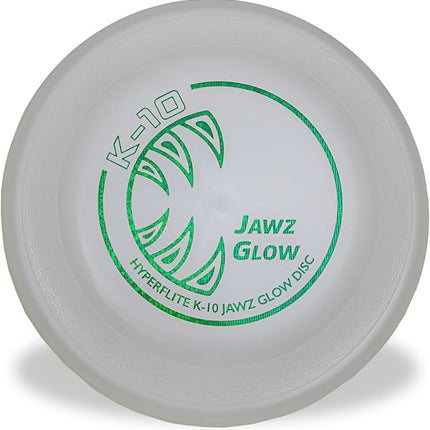 Hyperflite K-10 Jawz Glow Disc • for Dogs Over 16" • 8.75 Inch / 155 Grams • Puncture Resistant • Glows in The Dark • Made in The USA