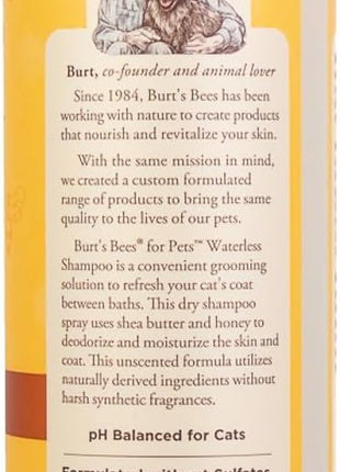 Burt's Bees for Pets Waterless Cat Grooming Spray with Shea Butter and Honey, 99.3% Natural Origin Formulas, Dry Shampoo, Kitten Supplies, 10oz