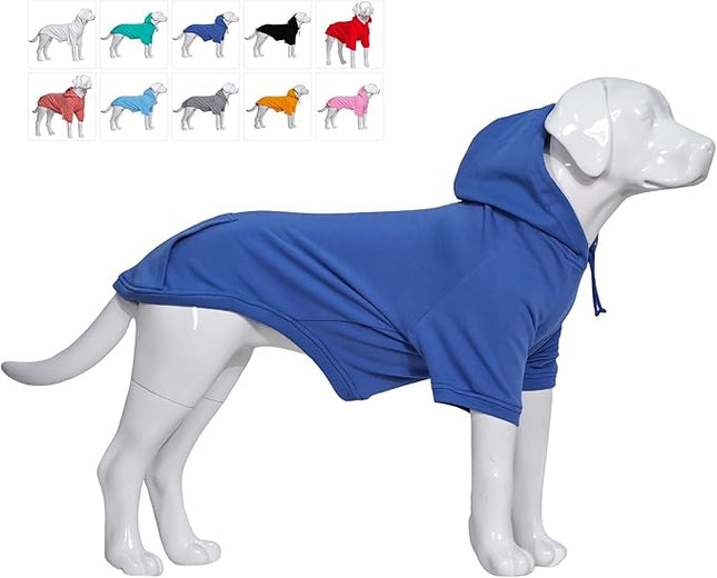 Lovelonglong Blank Basic Hoodie Sweatshirt for Dogs 100% Cotton Fits Small Medium Dachshund Large Dog Royle Blue D-S