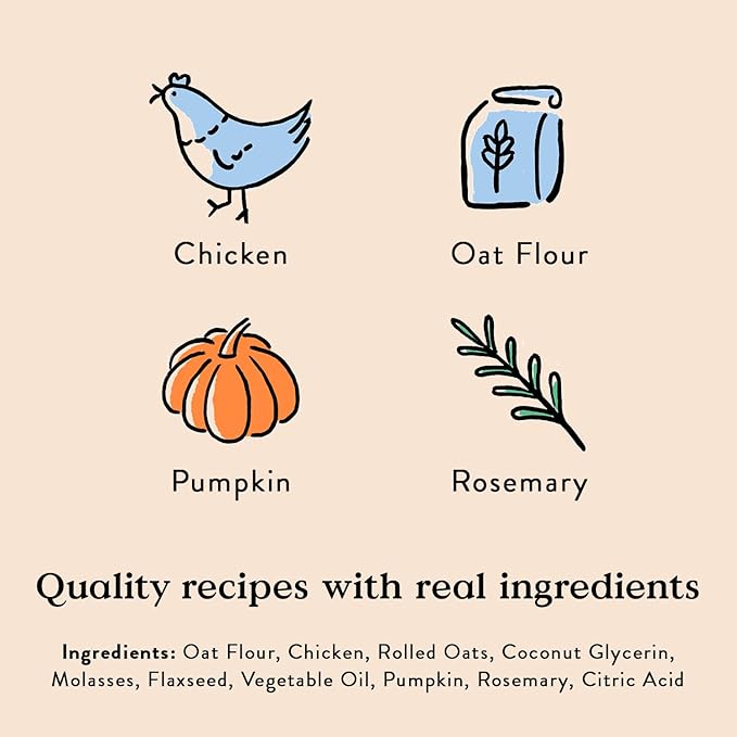 Bocce's Bakery Oven Baked Chicken Recipe Treats for Dogs, Wheat-Free Everyday Dog Treats, Made with Real Ingredients, Baked in The USA, All-Natural Soft & Chewy Cookies, Chicken, 6 oz