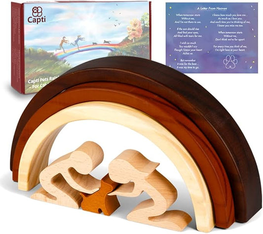 Capti Rainbow Bridge Cat Memorial Gifts, Loss of Cat Sympathy Gift - I'll Meet You at The Rainbow Bridge - Pet Loss Gifts, Bereavement, Sympathy Keepsake for Loss of Pet (Cat and Family)