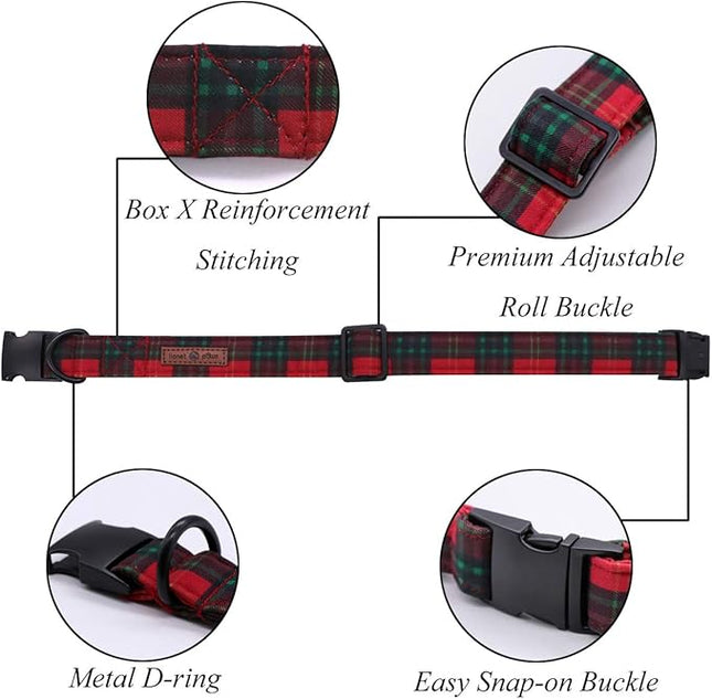 Lionet Paws Christmas Dog Collar with Sailor Bow, Bowtie for Dogs, Adjustable Comfortable Dog Collar Girl, S, Neck 10-16 in