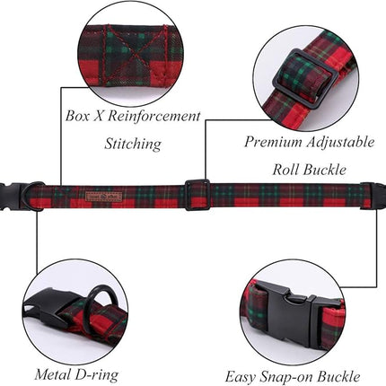 Lionet Paws Christmas Dog and Cat Collar with Bowtie,Soft and Comfortable,Adjustable Collar