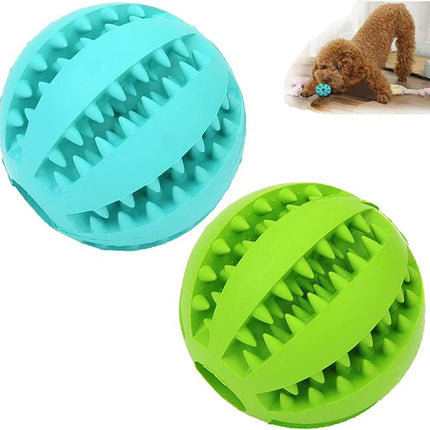 Sunglow 2 Pack Dog Toy Ball，Nontoxic Bite Resistant Teething Toys Balls for Small/Medium/Large Dog and Puppy Cat, Dog Pet Food Treat Feeder Chew Tooth Cleaning Ball Exercise Game IQ Training