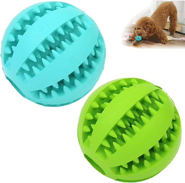 Sunglow 2 Pack Dog Toy Ball，Nontoxic Bite Resistant Teething Toys Balls for Small/Medium/Large Dog and Puppy Cat, Dog Pet Food Treat Feeder Chew Tooth Cleaning Ball Exercise Game IQ Training