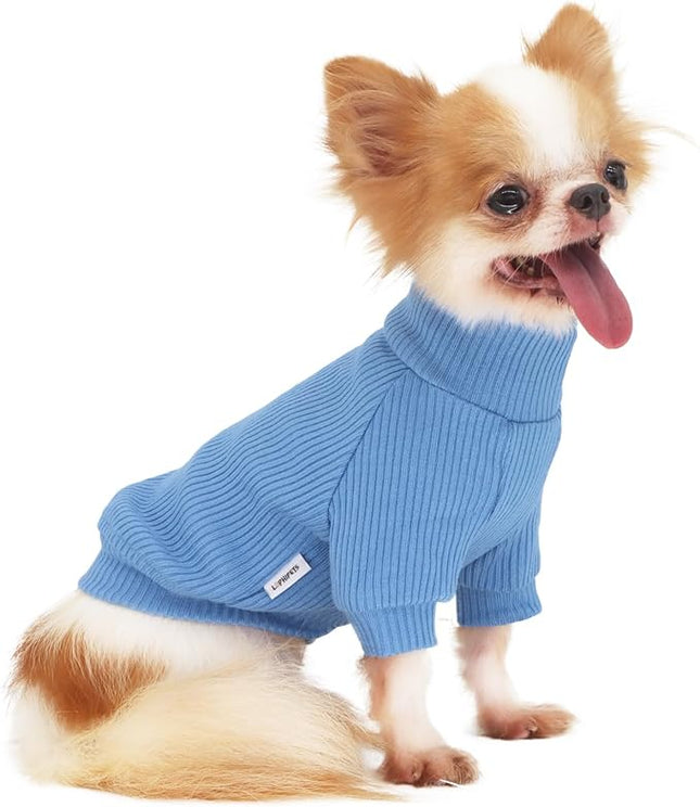 LOPHIPETS Small Dog Turtleneck Sweaters for Chihuahua Puppy Clothes-Light Blue/M