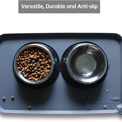 Hoki Found -Waterproof Pet Feeding Mats with High Lips - Multiple Size and Colors for Dogs, Cats & Others-G