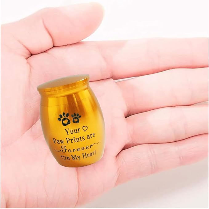 Small Pet Urns for Dogs Ashes Mini Urn Dog Ashes Cremation Keepsake Pet Memorial Urns Gift， Gold