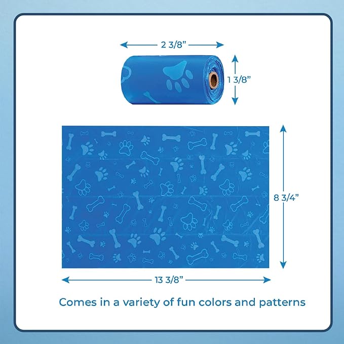 Best Pet Supplies Dog Poop Bags (150 Bags) for Waste Refuse Cleanup, Doggy Roll Replacements for Outdoor Puppy Walking and Travel, Leak Proof and Tear Resistant, Thick Plastic - Blue (Unscented)