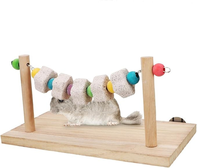 Hypeety Wooden Bird Perch Platform Pet Natural Chewing Toys Health Cage Accessories for Mouse, Chinchilla, Rat, Gerbil, Guinea-Pigs, Dwarf Hamster