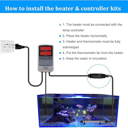 hygger Pinpoint Saltwater Aquarium Heater with Digital Temp Controller, Submersible Titanium Tube Fish Tank Heater for Coral Reef 50 Watt