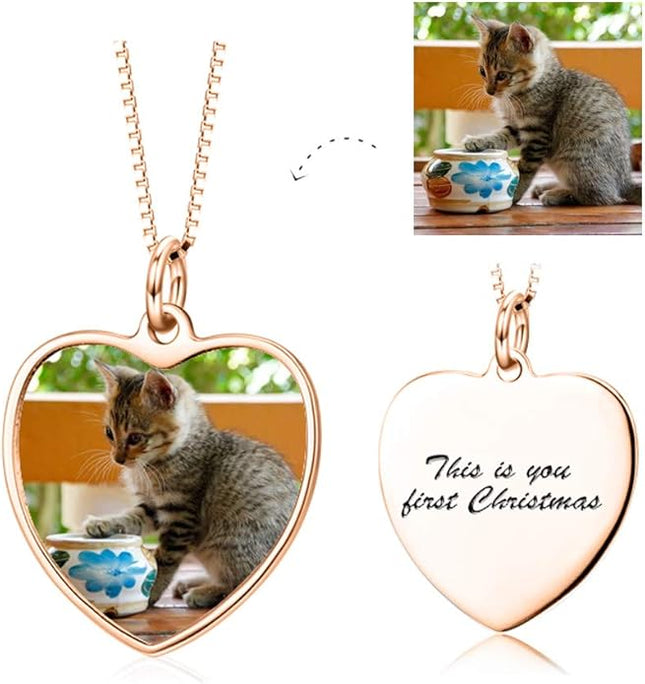 LONAGO Full Color Photo Picture Personalized Necklace Custom Etched Dog Tag Image Pendant with Message Name