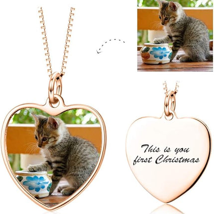 LONAGO Full Color Photo Picture Personalized Necklace Custom Etched Dog Tag Image Pendant with Message Name