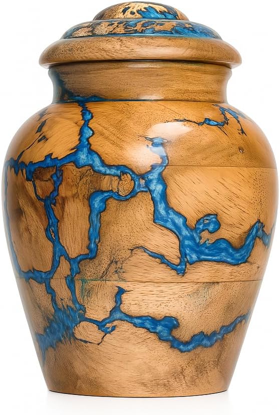 Handcrafted Wooden Urn for Human Ashes Adult Male - Small Decorative Urn for Ashes for Women & Men - Funeral & Burial Urn - Holds Up to 20lbs (Small)