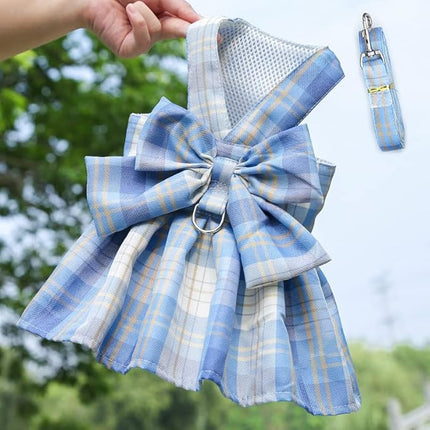 Harness Dress Costumes for Cats Puppy Leash Clothes for Small Dogs Birthday Party Dresses XS 3PCS B