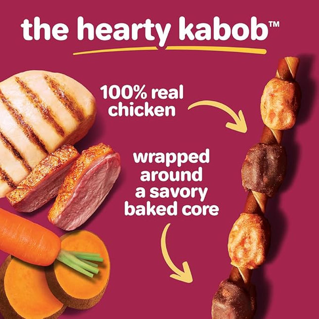 New! Hartz Oinkies Hearty Kabob Dog Treats with 100% Real Chicken, Duck, Sweet Potato & Carrot, Rawhide-Free, Natural Dog Treats, Highly Digestible Long Lasting Chews, 36 Count