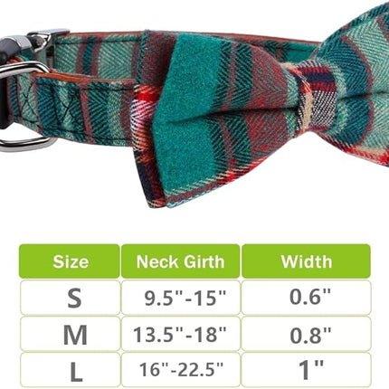 Faleela Cute Soft Girl Christmas Dog Collar with Bow, Bowtie Dog Collar for Boy,Detachable Adjustable Collar for Small Medium Large Pet