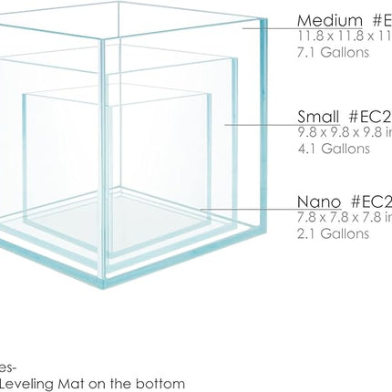 Cube Rimless Frameless Extra Clear All Glass Aquarium, Low Iron Glass Tank, 5mm Glass, White Leveling Mat Included, w/Lids Options