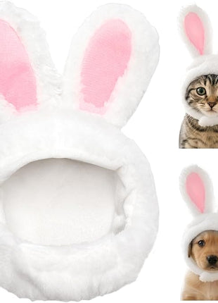 Cat Bunny Rabbit Ears Hat Costumes, Rabbit Ears for Dogs Party Costume Easter, Pet Accessory Cute Headwear, Easter Pet Costume for Cats Small Dogs Puppy (White)