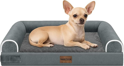 Small Dog Bed Orthopedic Washable: Beds Bolster Small Sized Dogs Bed Egg Crate Foam Couch Sofa Waterproof with Removable Cover - Dark Grey