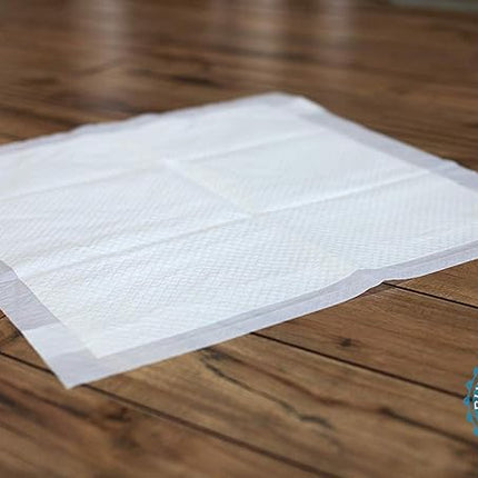 Bulldogology Puppy Training Pads - Pee Pads with Adhesive Sticky Tape (24x24) Large Dog Training Wee Pads with 6 Layer Extra Quick Dry Bullsorbent Polymer Tech (100-Count, White)