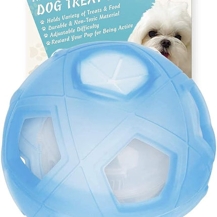 LumoLeaf Dog Treat Ball Toy, 7” Interactive Puzzle Feeder for Medium & Large Dogs, Treat Dispensing Toy with Adjustable Difficulty, Mental Stimulation & Slow Feeding, Blue, 18cm