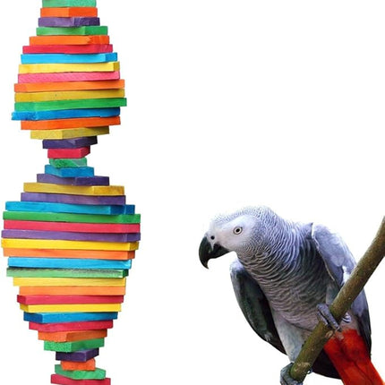 Bird Chewing Toy Large Medium Parrot Cage Bite Toys African Grey Macaws Cockatoos Eclectus Amazon (Rainbow-23.2inch)