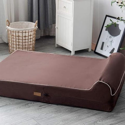 KOPEKS Orthopedic Memory Foam Dog Bed 7" Inch Thick Extra Large Dog Bed With Pillow Brown 50"x34"x10" Includes Waterproof Liner & Durable Removable Cover With Smart Design