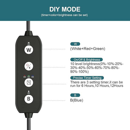 SEAOURA Led Aquarium Light with Timer, Submersible Aquarium Plant Light, Fish Tank Light with Auto On/Off, 3 Lighting Modes, Adjustable Brightness (26.8 in for 28-52inch Planted Tank), 14W