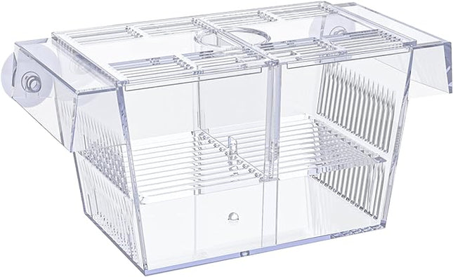Pawfly Aquarium Fish Breeding Box Acrylic Hatchery Incubator Tank with Suction Cups Medium Isolation Box for Baby Fish Shrimp Betta and Guppy