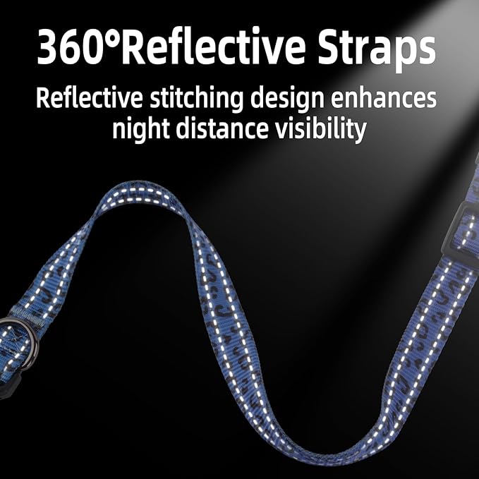 Roses&Poetry Dog Collars for Medium Dogs, Leopard Print Puppy Collar Adjustable Nylon Pet Collar Durable Reflective for Small Medium Large Dogs(Violet-Leopard M)