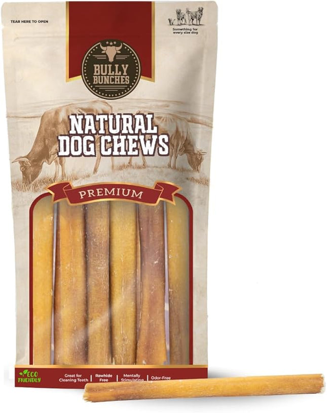Bully Bunches Premium 6 Inch Standard Odor-Free Bully Sticks for Small to Medium Dogs & Puppies - Long Lasting Chews for Oral Care - All Natural, 100% Beef Dog Treats, Rawhide Free (10 Pk)