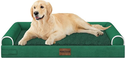 Large Dog Bed Orthopedic Washable: Beds Bolster XL Bed Medium Large Dogs Egg Crate Foam Couch Sofa Waterproof with Removable Cover - Emerald